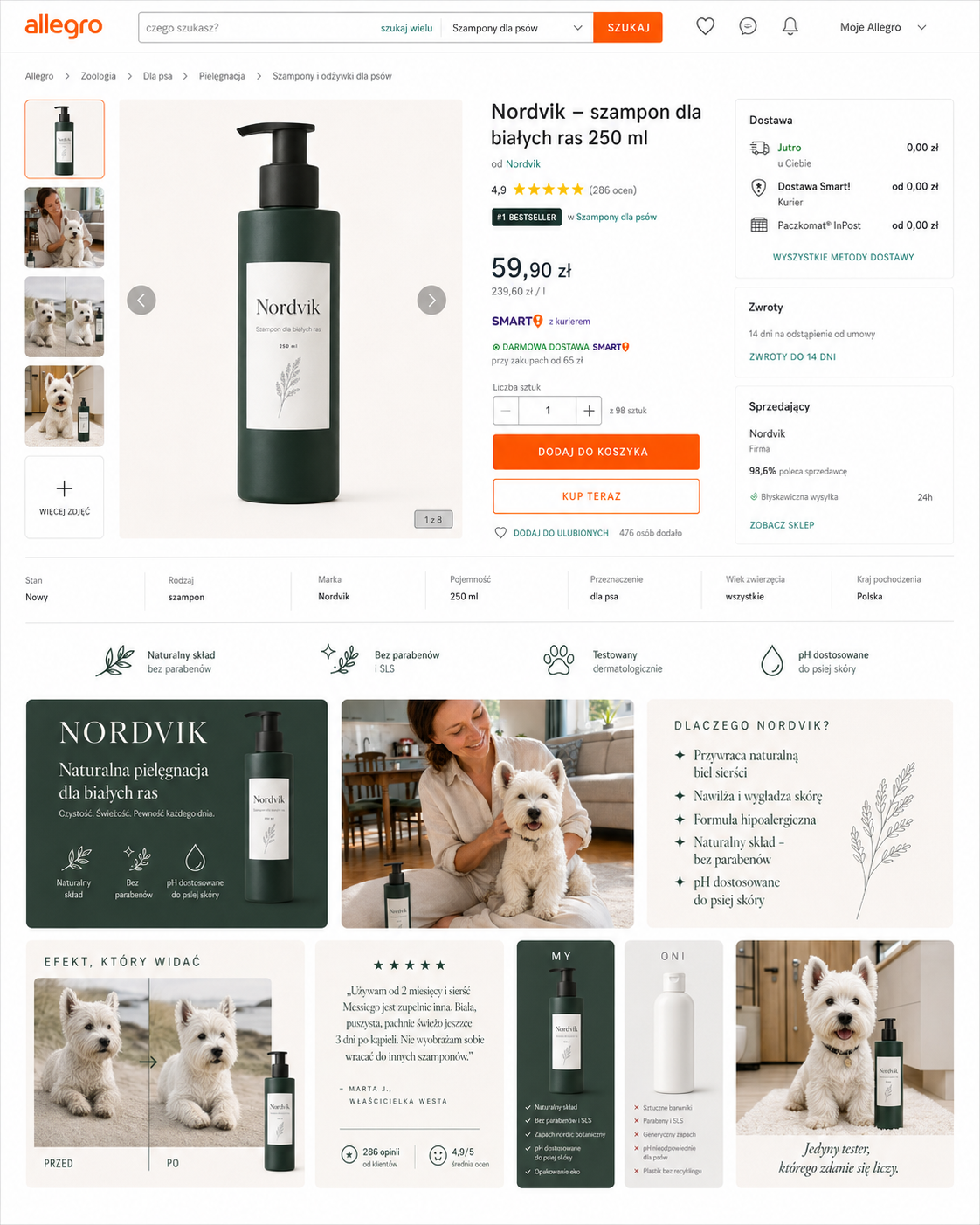 Listing Nordvik z pełną kartą produktu